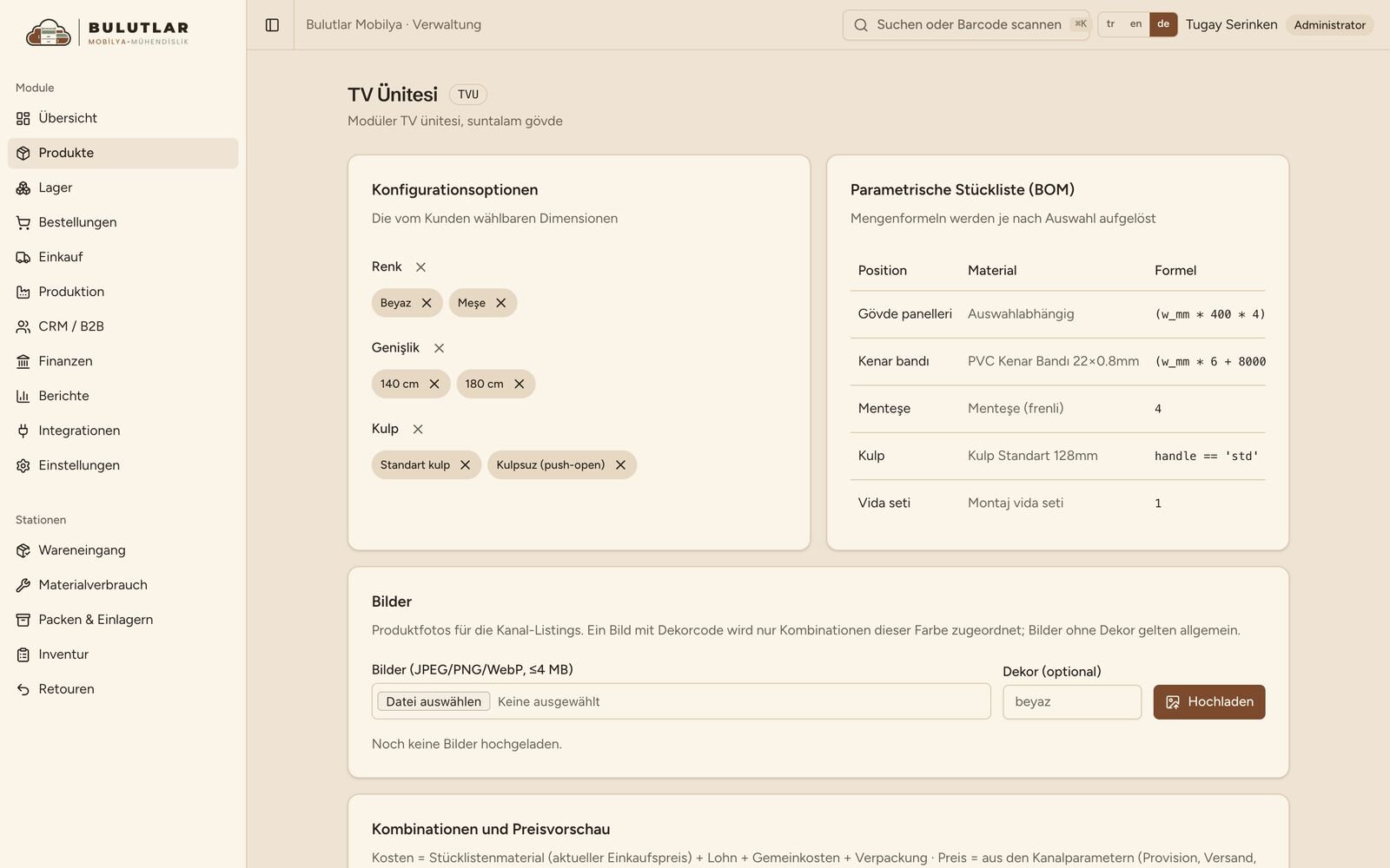 Konfigurierbare Produkte, automatische Stücklisten