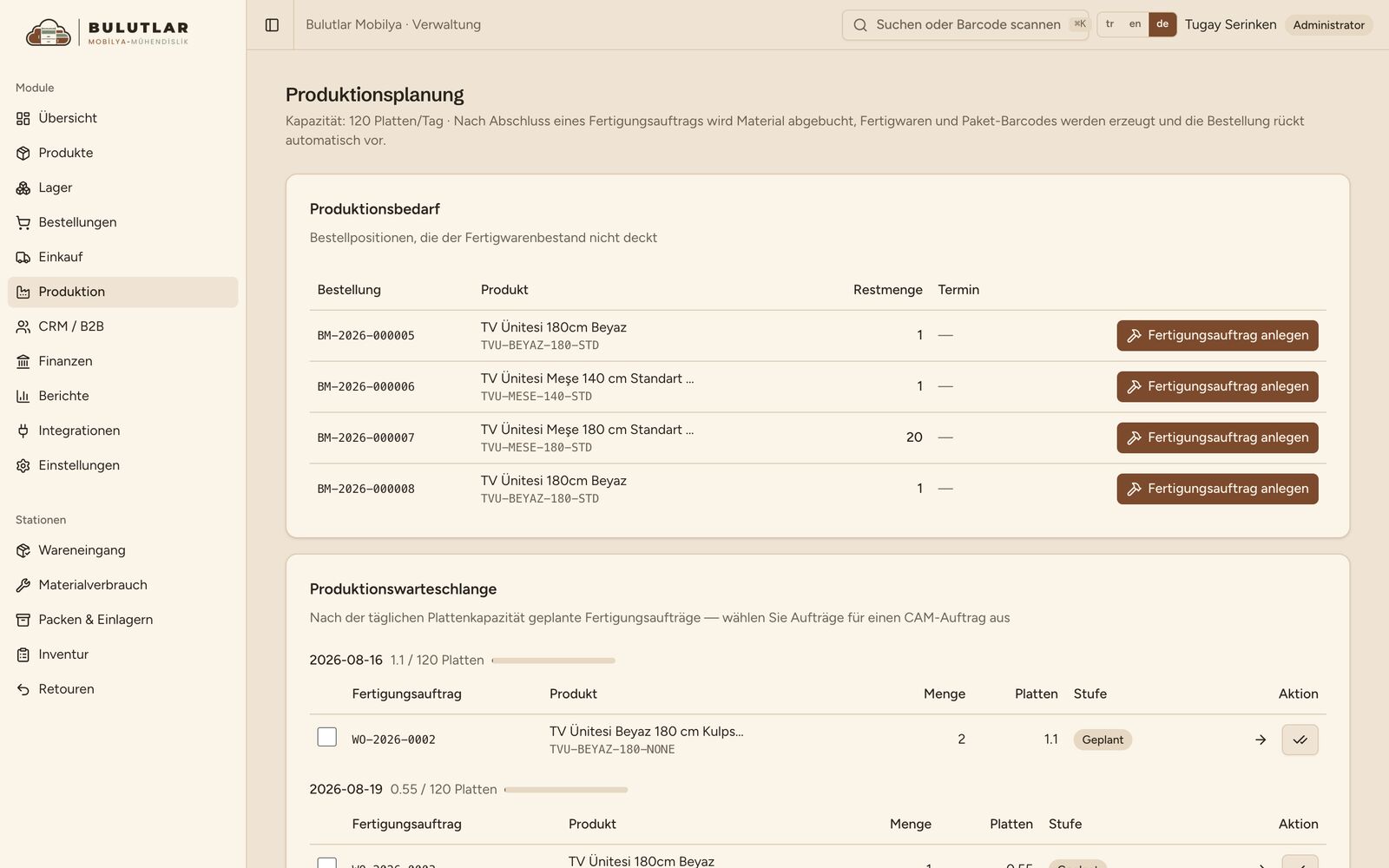 Planung nach Kapazität